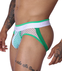 Net Green Jock Thong front view by Gigo Underwear