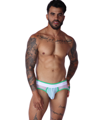 Net Green Jock Thong on model by Gigo Underwear