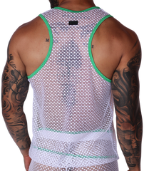 Net Green Tank back view by Gigo Underwear