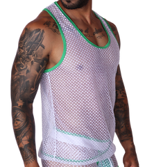 Net Green Tank front view by Gigo Underwear
