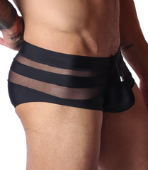Panel Black Swim Brief front view by Gigo Underwear