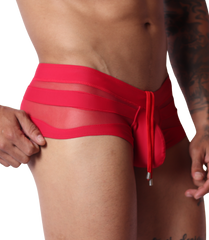 Panel Red Swim Brief front view by Gigo Underwear