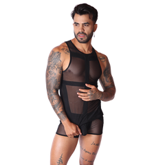 Panel Black Tank on model by Gigo Underwear