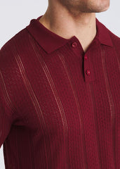 POSTMARC Men's Pointelle Knit Polo - Merlot