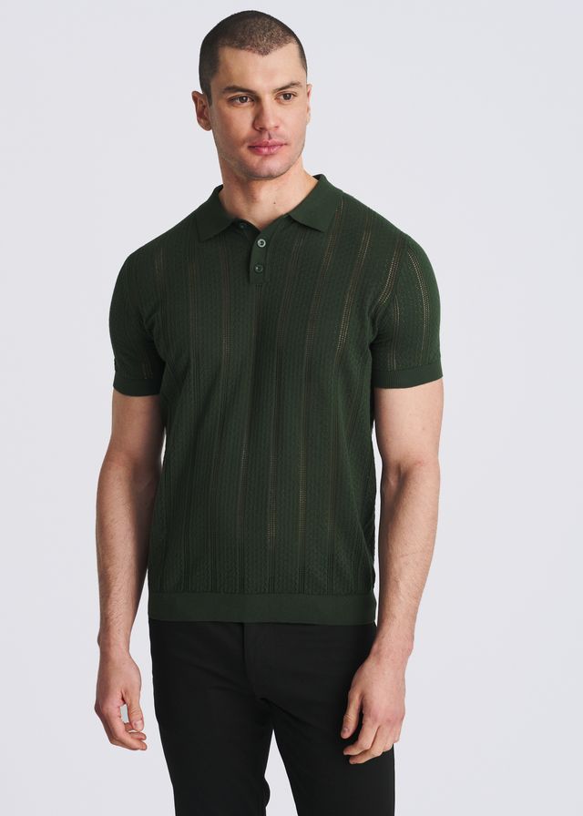 POSTMARC Men's Pointelle Knit Polo - Pasture