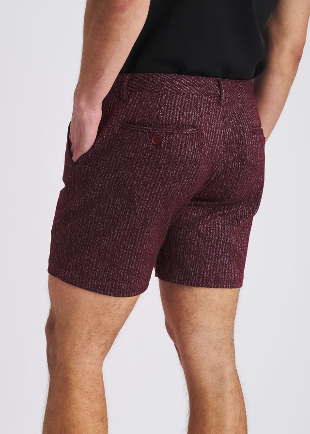 POSTMARC Herren Chino-Shorts aus elastischem Jacquard-Strick mit Nadelstreifen - Beet
