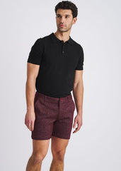 POSTMARC Herren Chino-Shorts aus elastischem Jacquard-Strick mit Nadelstreifen - Beet