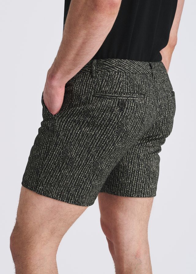 POSTMARC Chalk Stripe Jacquard Stretch Knit Chino Shorts - Black