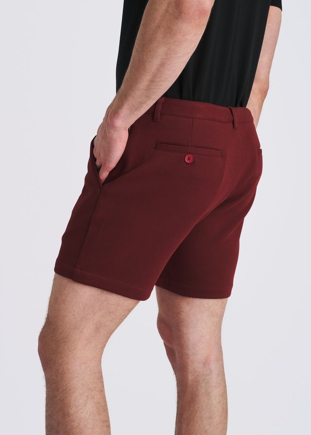 POSTMARC Herren Stretch-Strick-Chino-Shorts - Weinrot