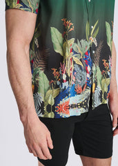POSTMARC Fauna Border Print S/S Modal Shirt - Emerald/Multi Fauna