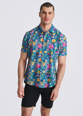 POSTMARC Floral Printed Eyelet S/S Shirt - Cobalt/Multi