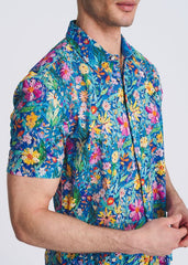 POSTMARC Floral Printed Eyelet S/S Shirt - Cobalt/Multi