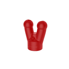 Red plastic prowler red topper double cap car phone mount with rounded bulbous dual-port arms