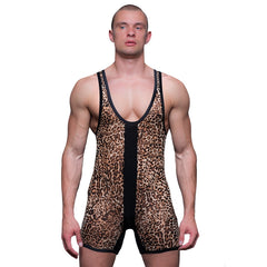 Undergear Men's Catty Leopard Wrestler Leotard