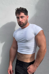 T-shirt court à manches mi-longues coupe ajustée pour homme JJ Malibu - Blanc