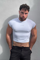 T-shirt court à manches mi-longues coupe ajustée pour homme JJ Malibu - Blanc