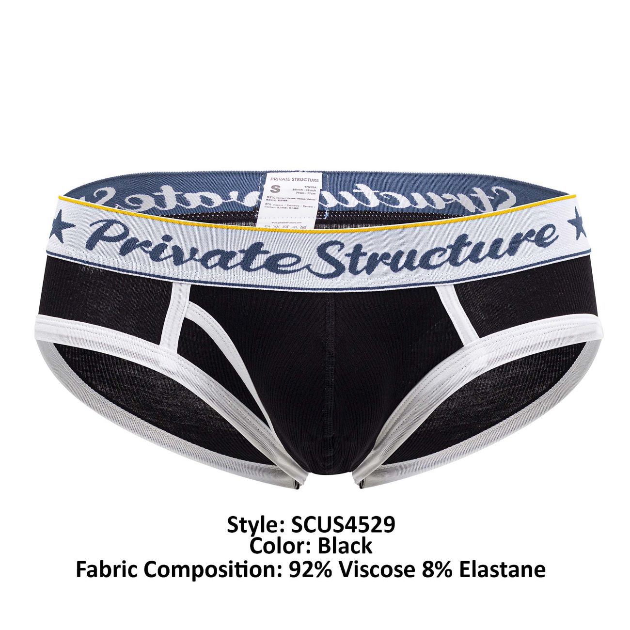 Private Structure Caleçons Homme SCUS4529 Mini Slip Classique Taille Basse Couleur Noir