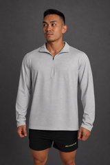 Jed North Men's Quarter-Zip Training Long Sleeve - Heather Gray