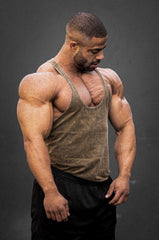 Jed North Herren Retro Washed Bodybuilding Stringer - Hunter Grün