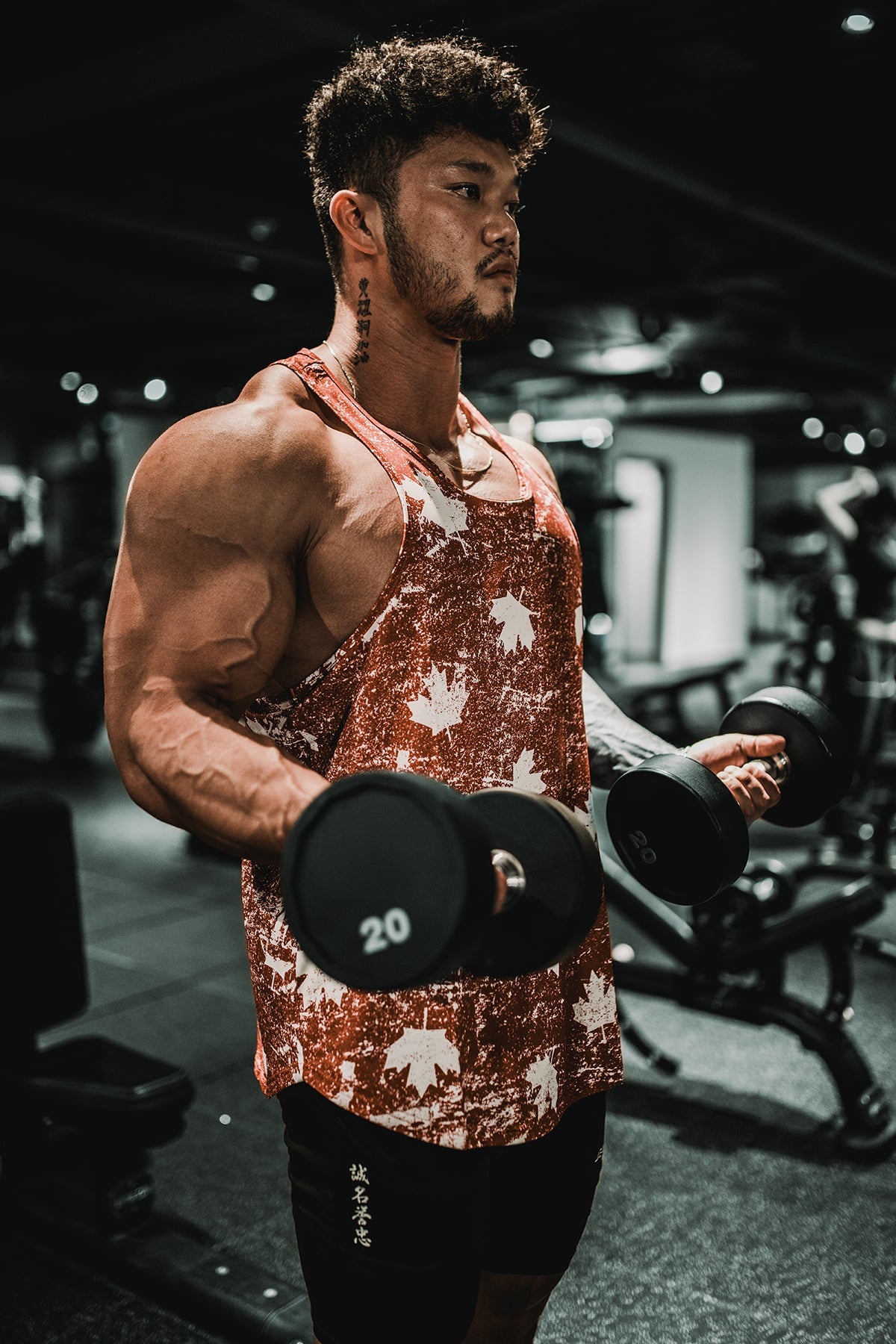 Débardeur stringer à motif pour homme Jed North - Feuille d'érable rouge
