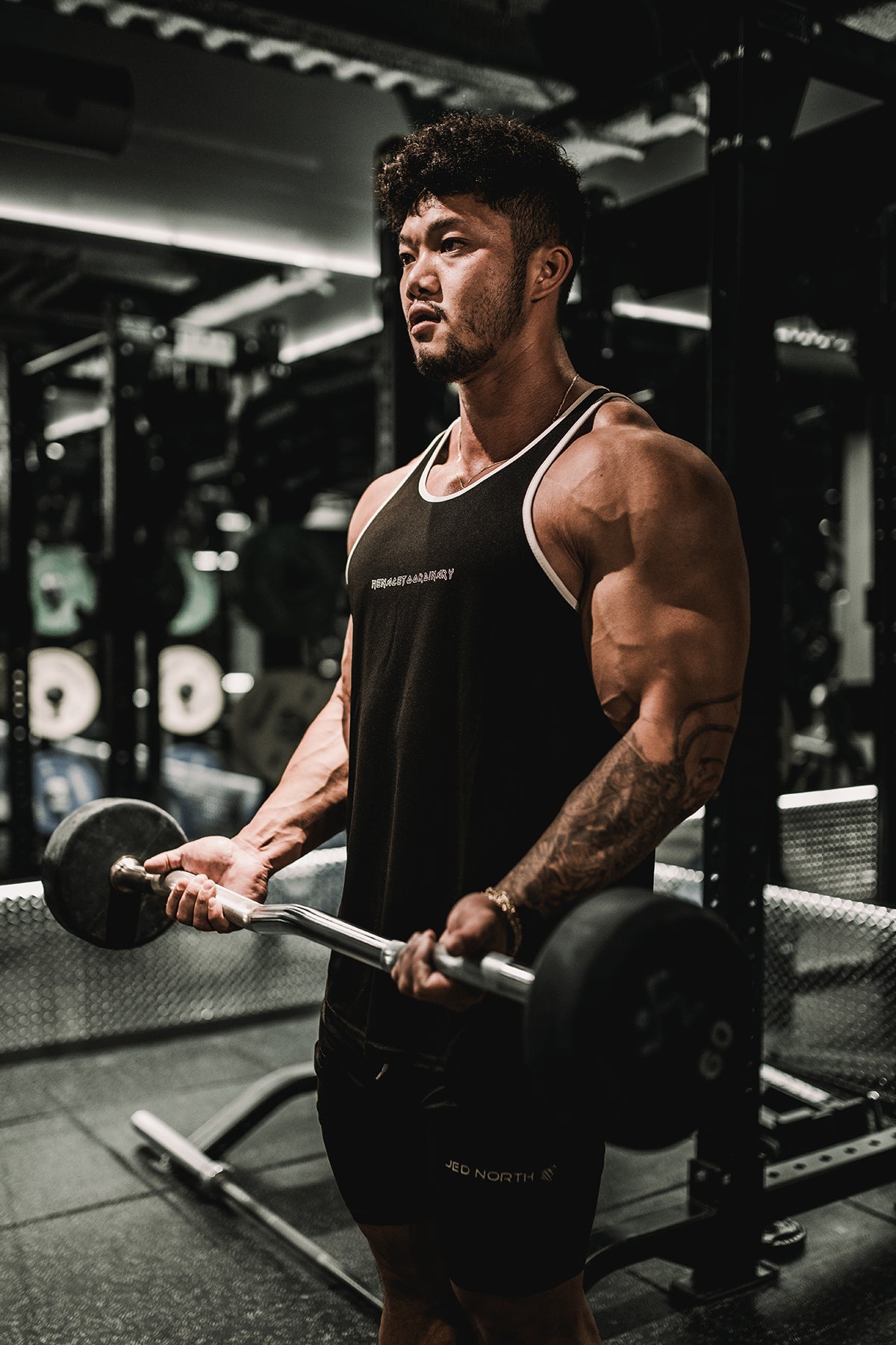 Débardeur de musculation à séchage rapide pour homme Jed North - Noir avec bordure blanche
