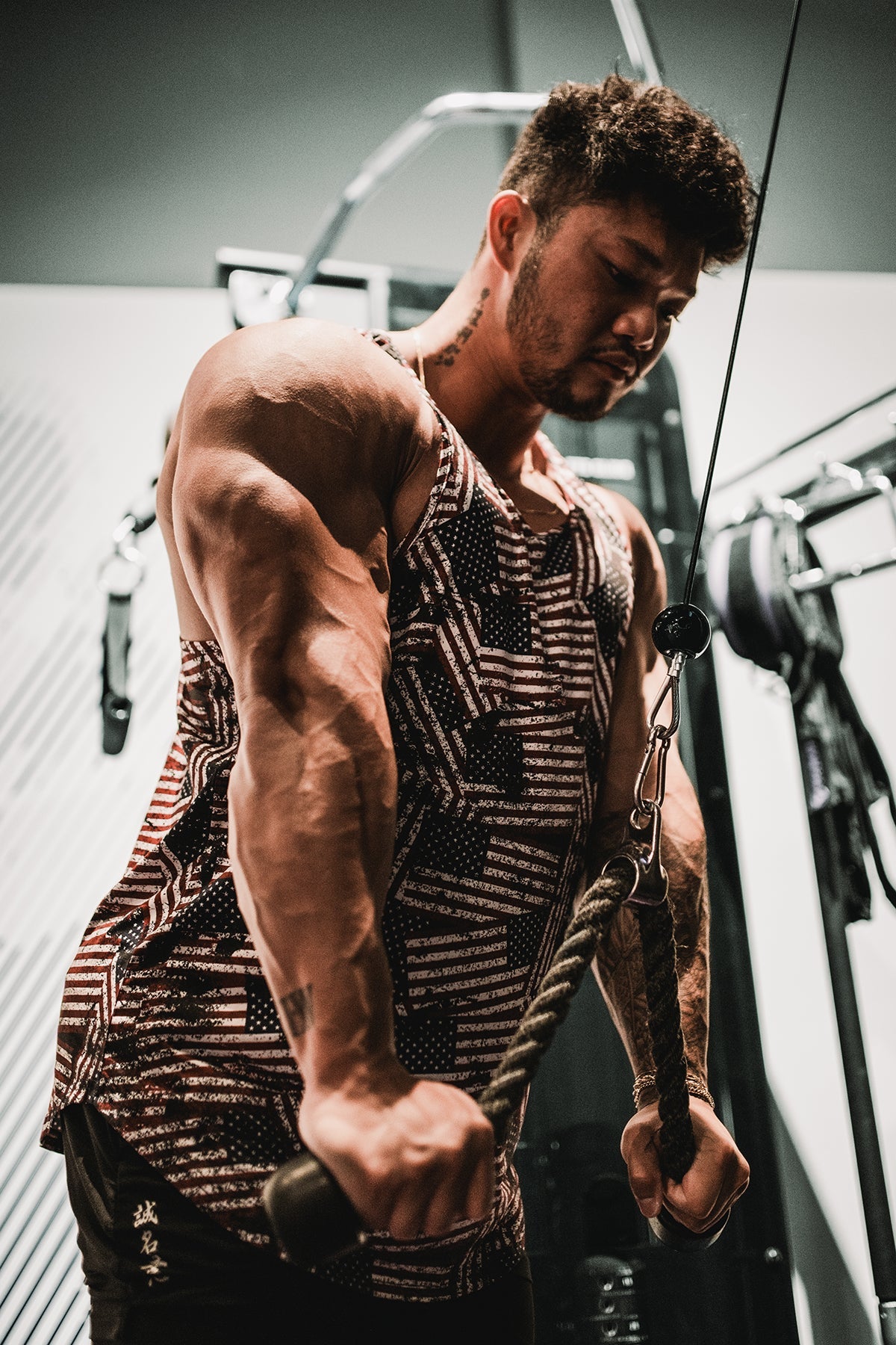 Jed North Herren Muscle-Stringer mit Grafik – USA-Flagge