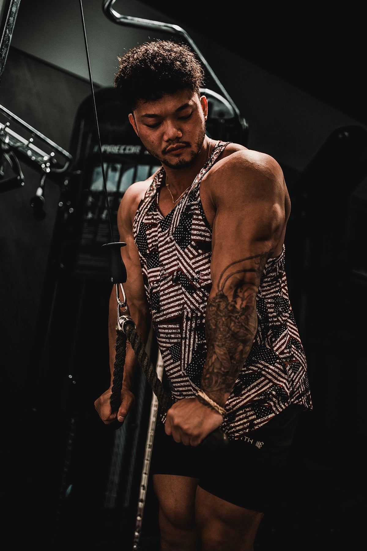 Jed North Herren Muscle-Stringer mit Grafik – USA-Flagge