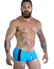 Sportivo Square Cut in teal featuring black side mesh panels and a center white vertical stripe.