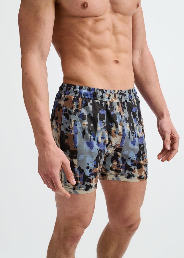 ST33LE Abstract Printed Mesh Stretch Performance Shorts - Cement/Sand