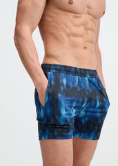 ST33LE Abstract Print Mesh Stretch Performance Shorts - Blue/Navy Abstract