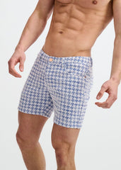 ST33LE Tweed Look Jaquard Stretch Knit Shorts - Navy Houndstooth