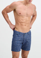ST33LE Floral Jaquard Stretch Knit Shorts - Powder Blue