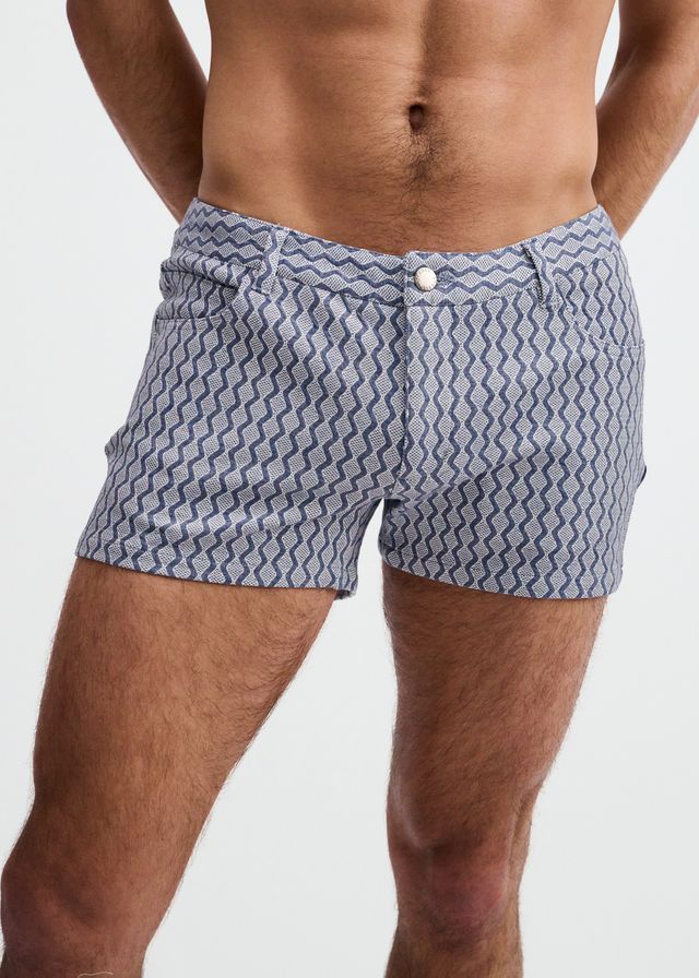 ST33LE 3" Stretch Knit Embossed Jacquard Short - Blue