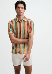 ST33LE Arrow Stripe Open Knit Stretch Shirt - Mirage/Yolk