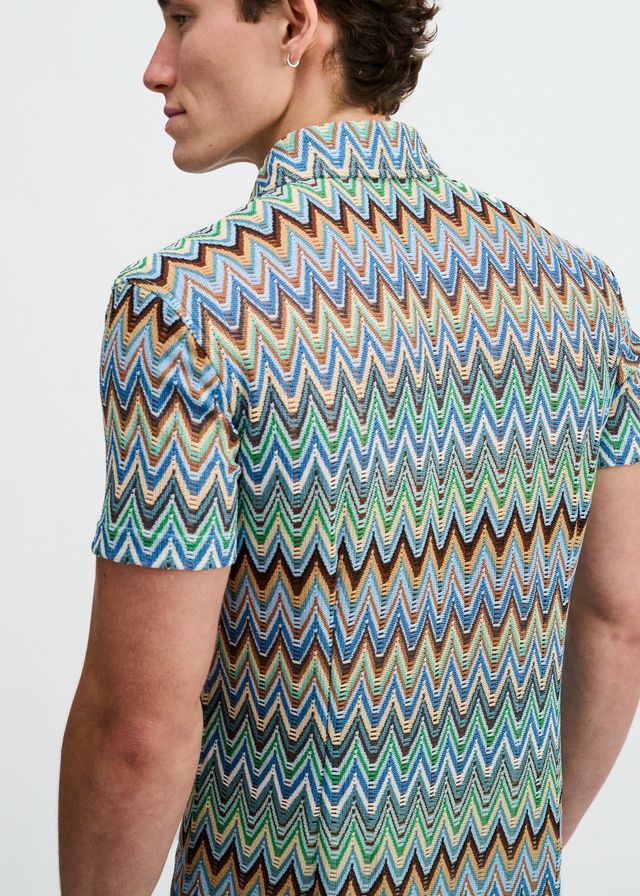 ST33LE Cheveron Open Knit Stretch Shirt - Cobalt/Sky