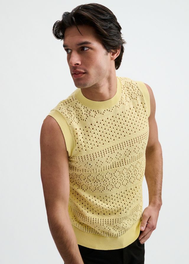 ST33LE Pointelle Open Knit Vest - Cream Puff