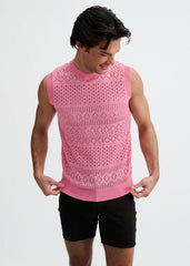 ST33LE Pointelle Open Knit Vest - Crepe Pink
