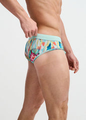 ST33LE Drips Print Swim Brief - Teal/Multi Drips