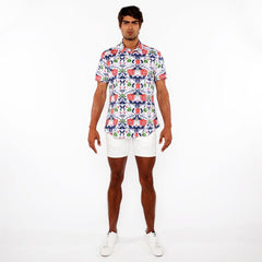 FLORAL PRINT STRETCH KNIT SHIRT