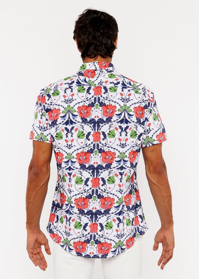 FLORAL PRINT STRETCH KNIT SHIRT