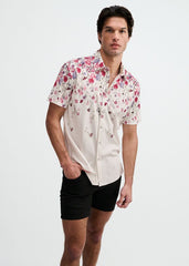 ST33LE Floral Engineered Border Print Shirt - Blush/Fuchsia