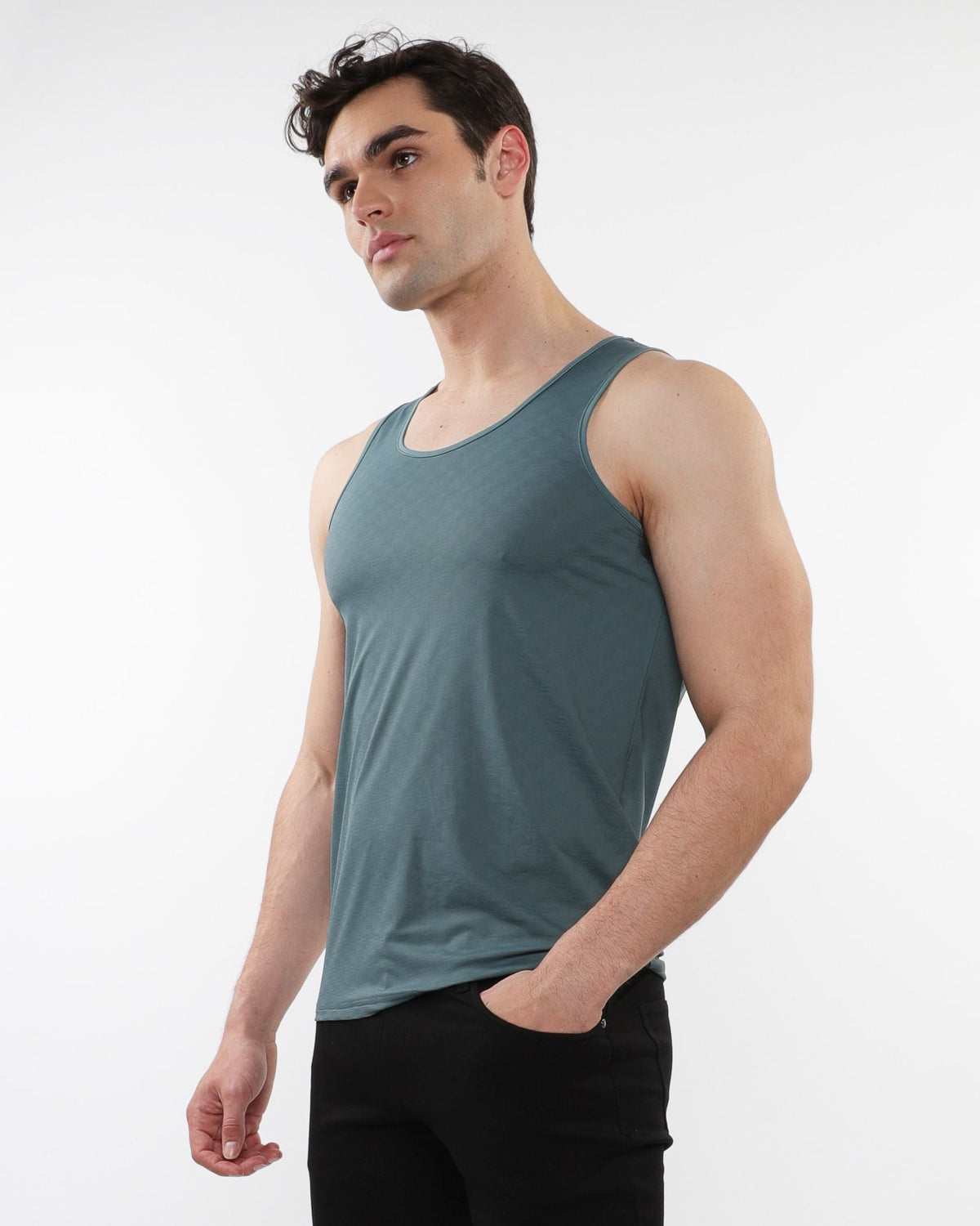 Funktionstanktop aus strukturiertem Stretch-Mesh