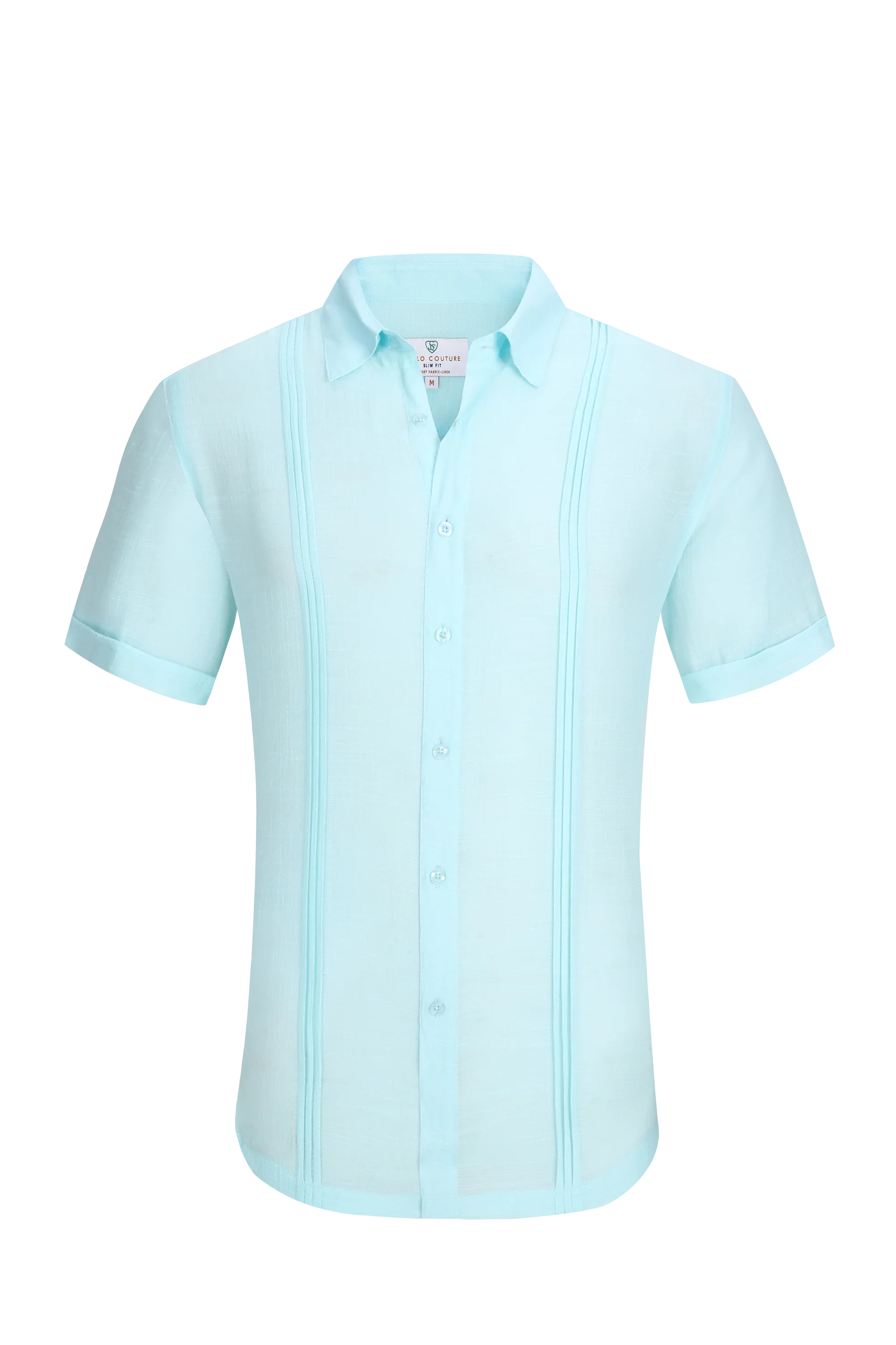 Linen air s/s shirt men’s light blue short-sleeved linen shirt with classic collar and vertical side pleats
