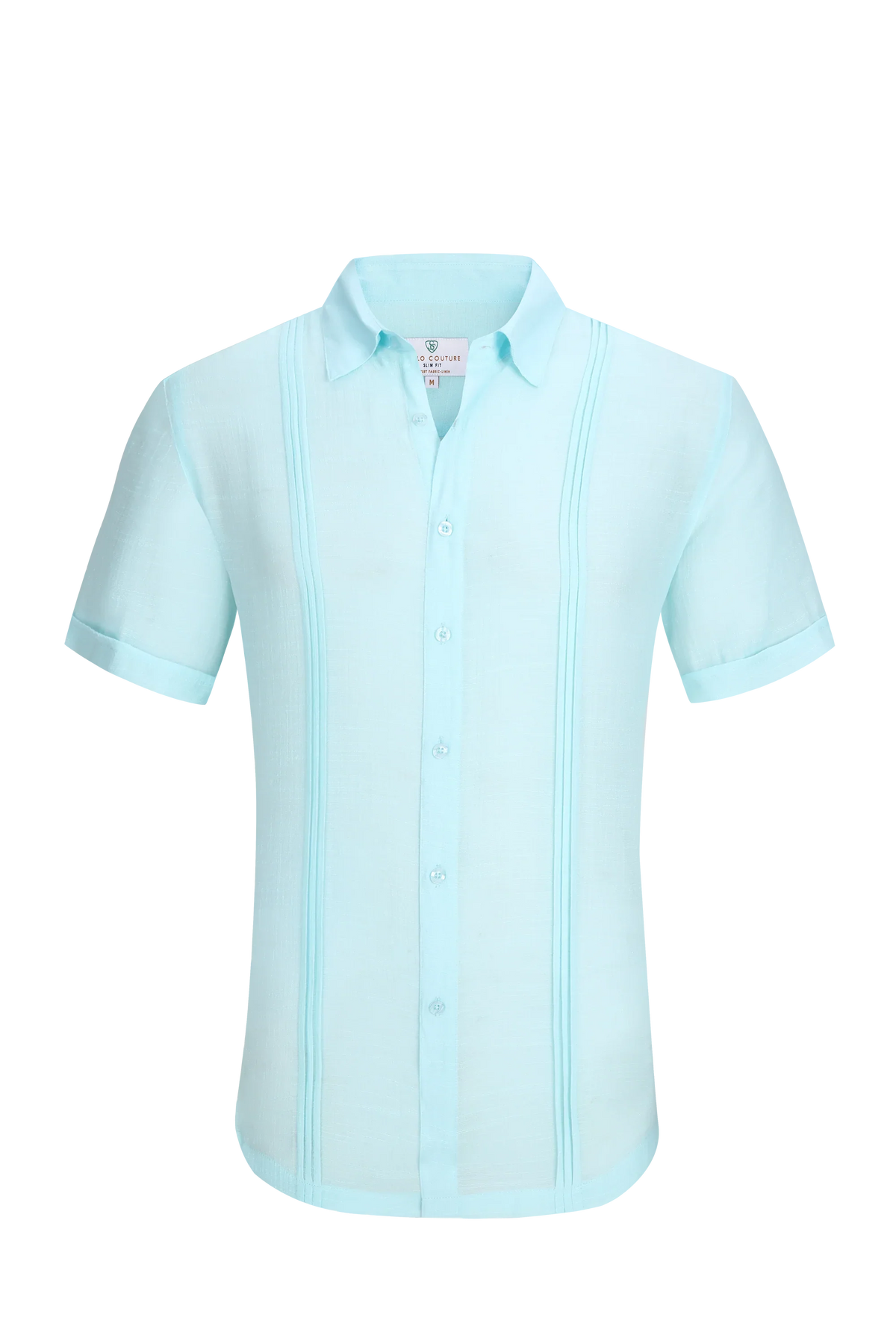 Linen air s/s shirt men’s light blue short-sleeved linen shirt with classic collar and vertical side pleats