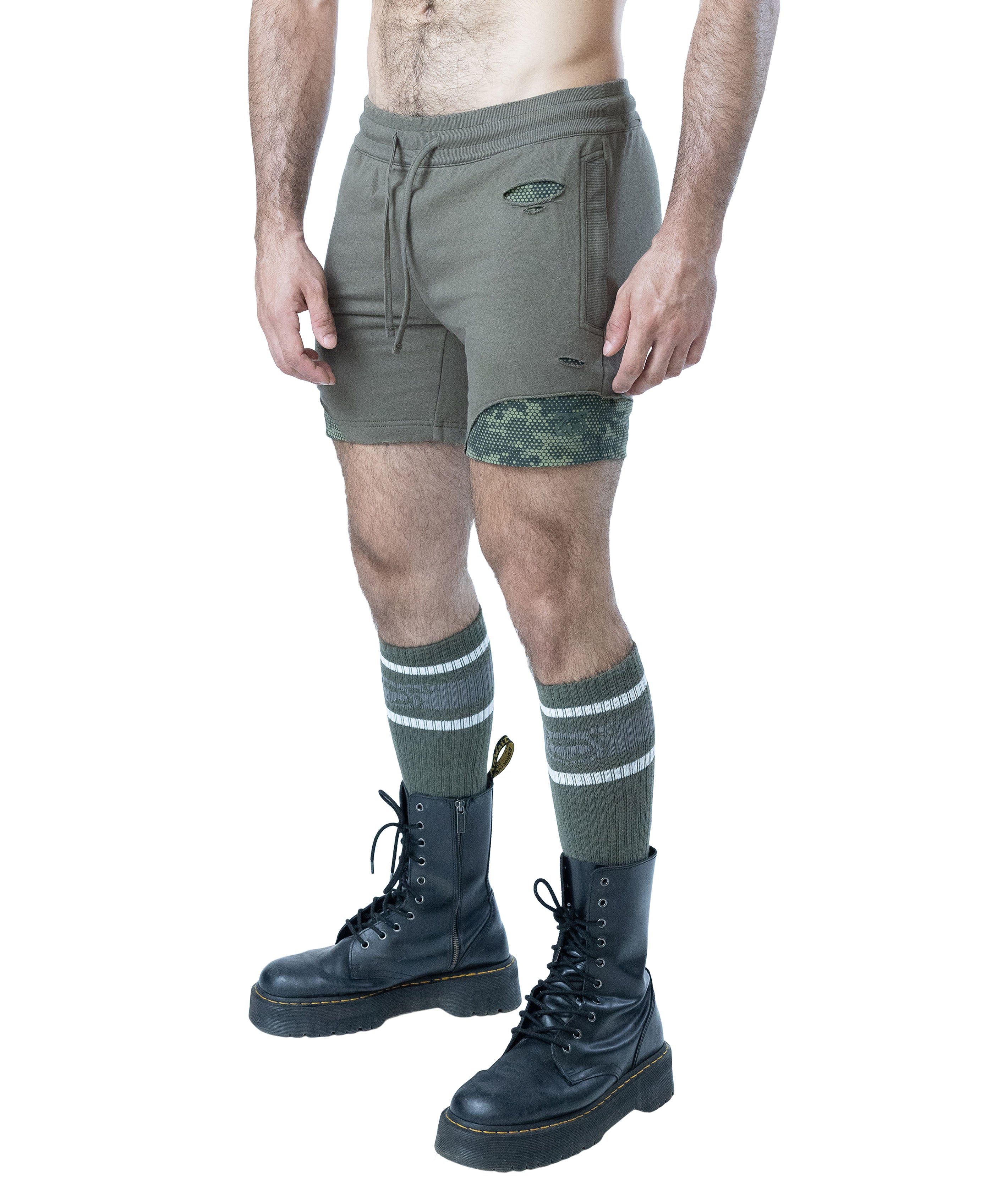 Nasty Pig Men's Shred Rugby Short - Olive Green
