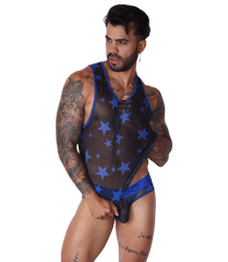 Star Blue Tank on model by Gigo Underwear