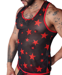 Star Red Tank front view by Gigo Underwear