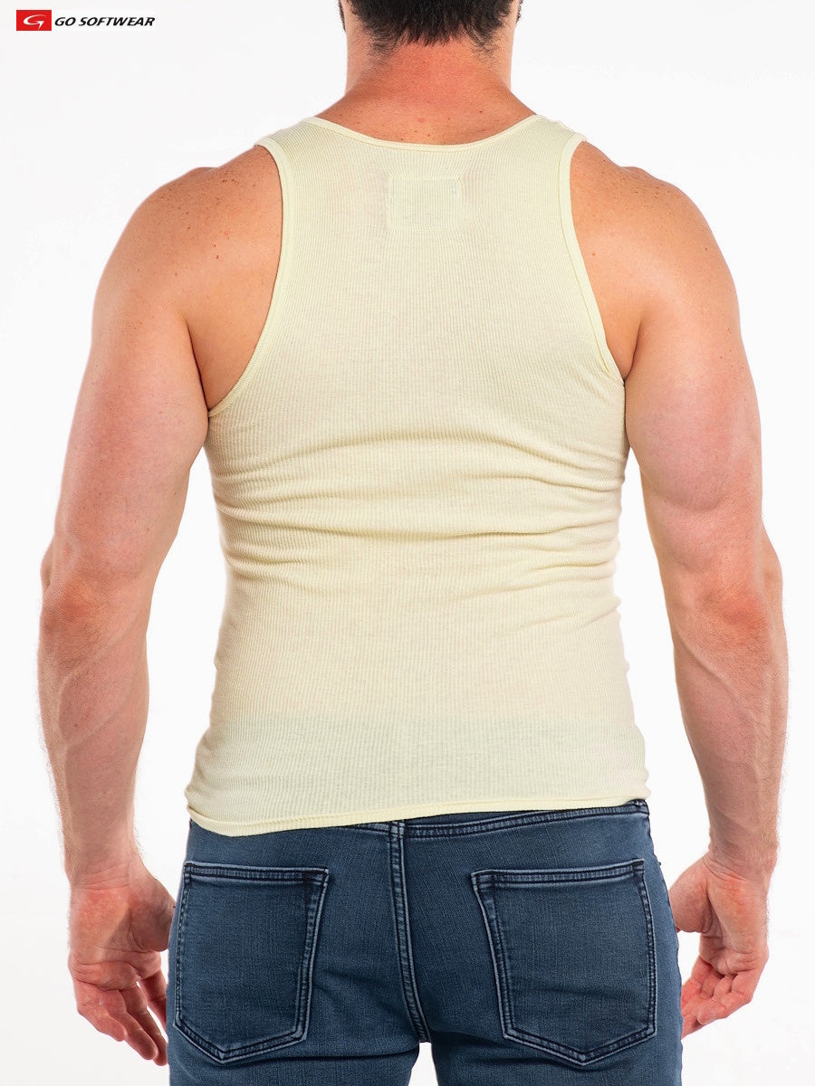 Go Softwear 4615 Men's So Cal Rib Tank Top - Lemon Grass