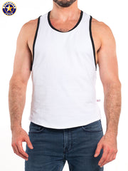 AMERICAN JOCK 8115 Men's Basics Deep Armhole Tank - White/Black