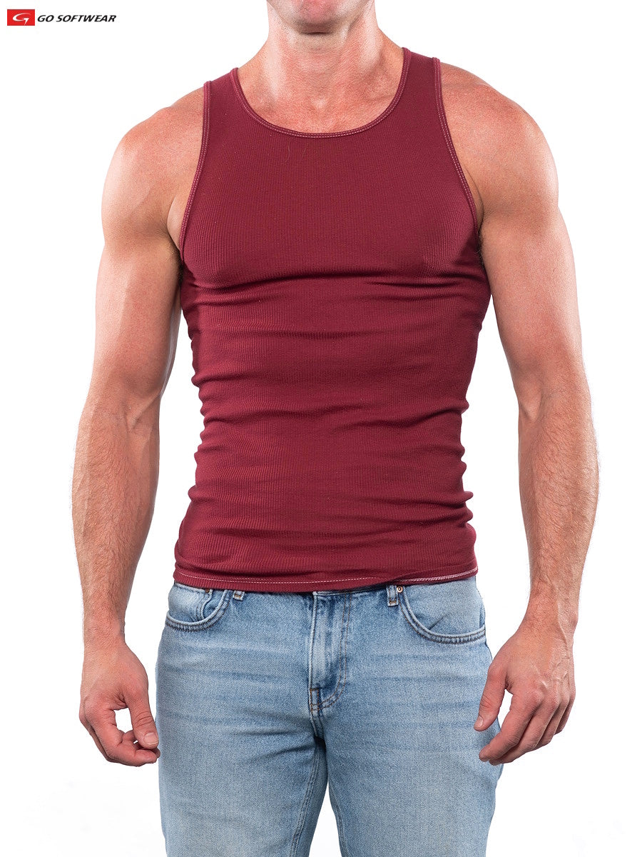 Go Softwear 4615 Men's Rib Tank Top - Cardinal